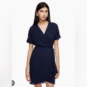 Babaton Wrap Dress Wallace in Indigo, Medium